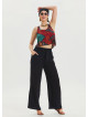 Black Viscose Harem Trousers with Elastic Waist Belt Detail 4571